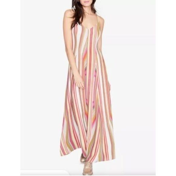 RACHEL Rachel Roy Womens Dress Striped 10 Maxi Lined Strappy Scoop Neck - Picture 1 of 10